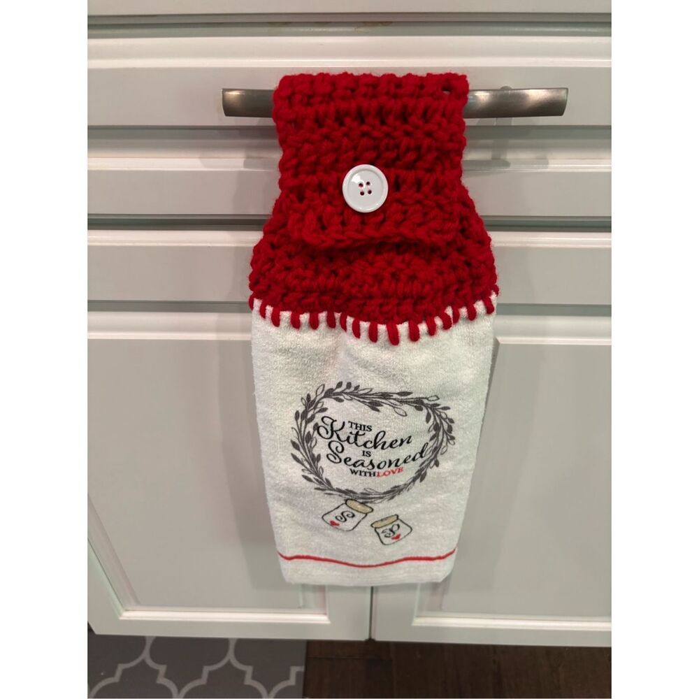 Crochet Top Kitchen Towel-This kitchen is seasoned with love